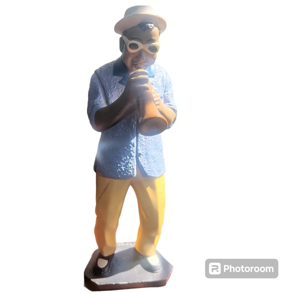 Jazz TRUMPET PLAYER FIGURINE 1995 Hand Painted Ceramic Modele Depose Collectible - Picture 8 of 10